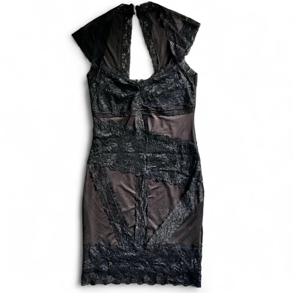 Vintage Y2K Silvergate Black Lace Dress Sz. S Mini Night Out Vampire Goth Fairy